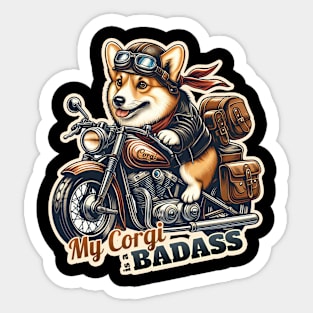 Corgi Biker Sticker